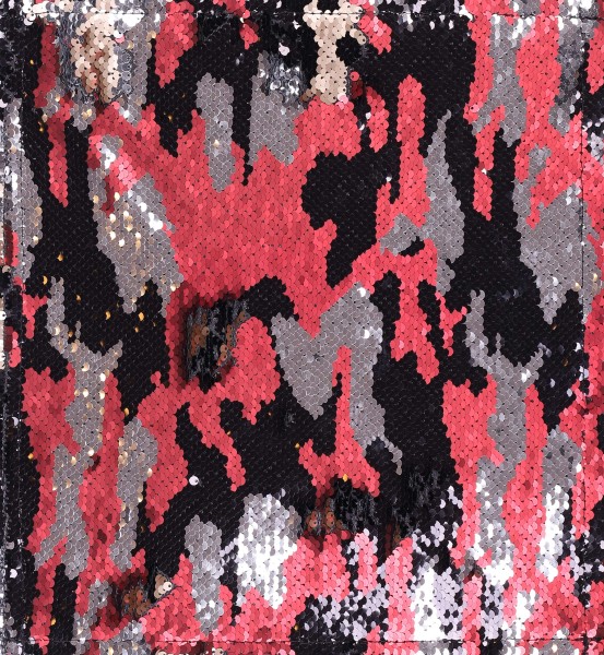 Wechselklappe für Tasche - Paillette-Camouflage - silber/schwarz/rot - Größe M