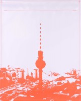 Deckel L - Stadtsilhouette Berlin grau/rot