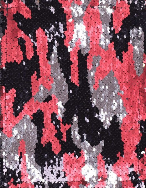 Wechselklappe für Tasche - Paillette-Camouflage - silber/schwarz/rot - Größe S