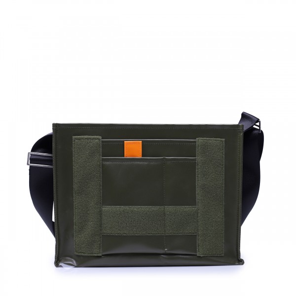 Handbag - customisable - tarpaulin - »Tagediebin« (day thief) - olive - 1