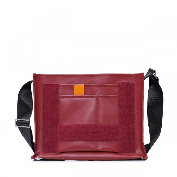shoulder bag - customizable - truck tarpaulin - »Tagediebin« (dawdler) - burgundy - 1