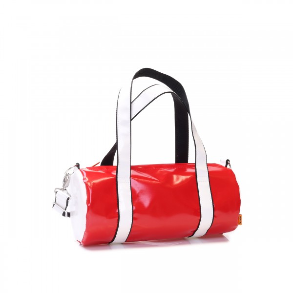 Hand/sports bag - round - truck tarpaulin - red/white - 1
