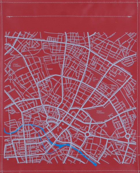 exchangeable flap for shoulder bag - city map Berlin - burgundy - size L