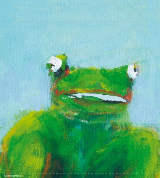 Exchangeable flap with large frog, painting by U. Hansen