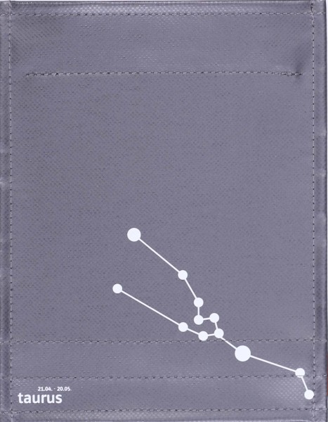 Wechseldeckel für Handtasche/Rucksack - Stier (taurus) - anthrazit/Selbstleuchtfarbe - Größe S
