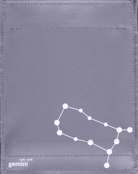 Wechseldeckel für Handtasche/Rucksack - Zwillinge (gemini) - anthrazit/Selbstleuchtfarbe - Größe S