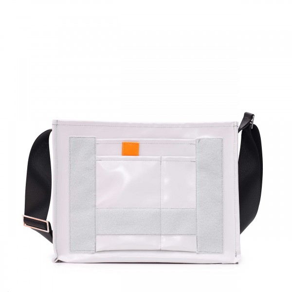 Shoulder bag - change flap - truck tarpaulin - »Tagediebin« (day thief) - light gray - 1