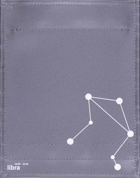 Wechseldeckel für Handtasche/Rucksack - Waage (libra) - anthrazit/Selbstleuchtfarbe - Größe S
