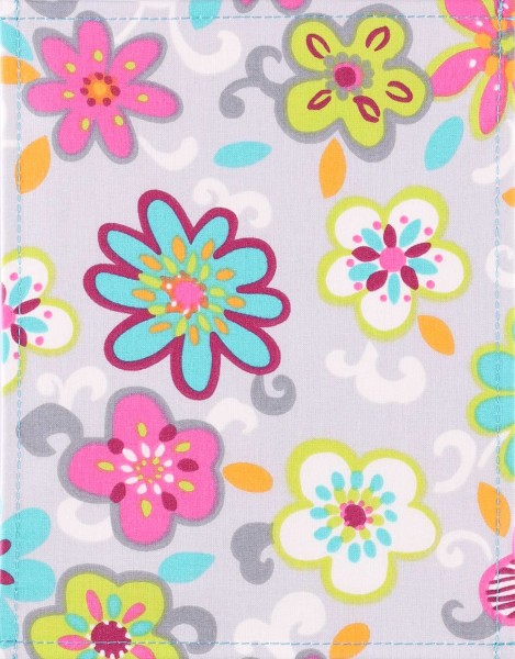 Pocket change flap - warped pril flowers - light grey/coloured - size S