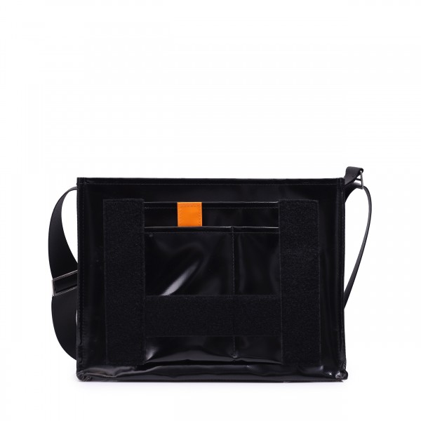 shoulder bag - customizable - truck tarpaulin - »Tagediebin« (dawdler) - black - 1